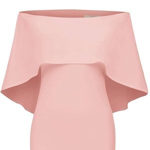 Light pink off shoulder cape dress- statement dress!